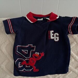 Vintage 123‎ Sesame Street Workshop T Shirt - 2002 Elmo Gear Navy Blue Baby Tee